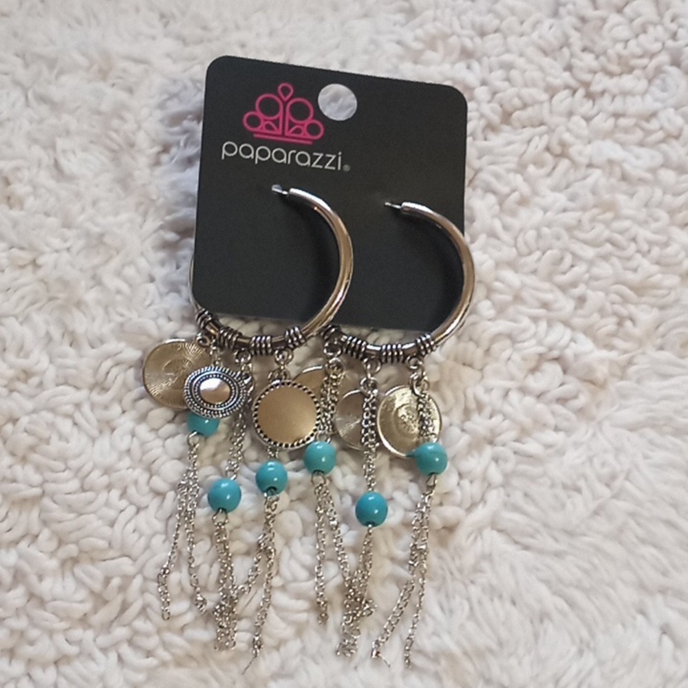 Peppy Pinnacle Blue Hoop Earrings
